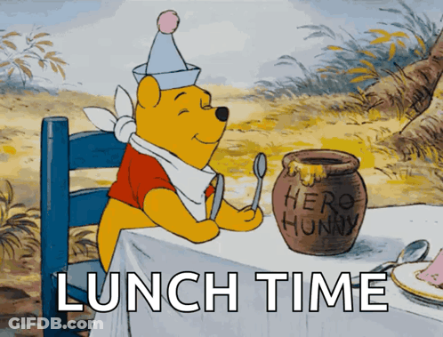 Winnie The Pooh Sitting At A Table With A Jar Of Honey GIF
