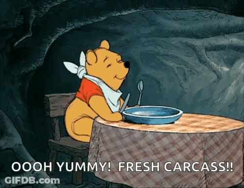 Winnie The Pooh Sitting At Table With Bowl Of Soup GIF