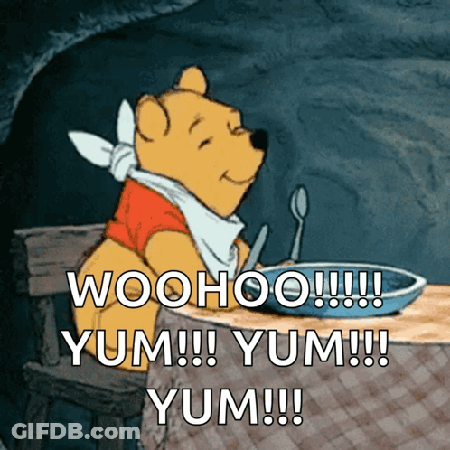 Winnie The Pooh Sitting At Table With Food GIF