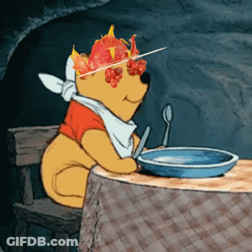 Winnie The Pooh Sitting At Table With Food GIF