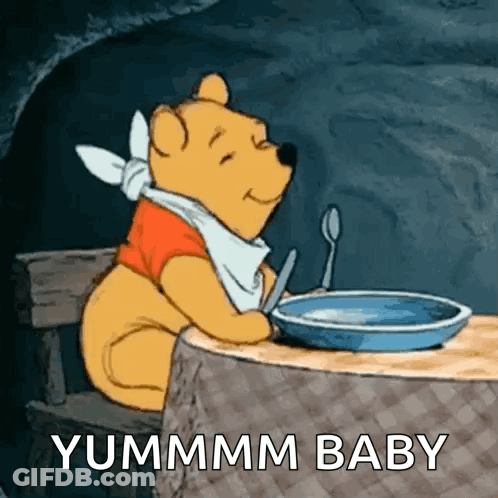 Winnie The Pooh Sitting At Table With Food GIF