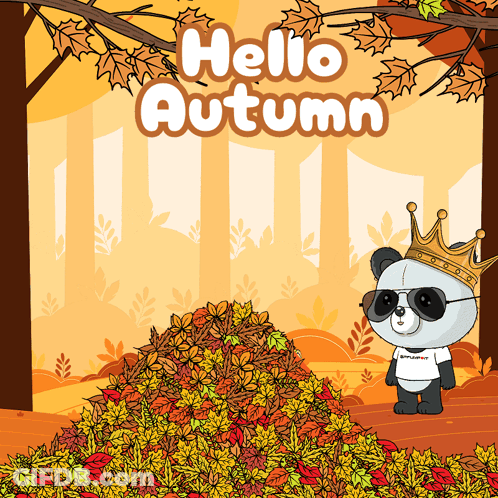 Winnie The Pooh Sitting In Window It's The First Day Of Autumn GIF