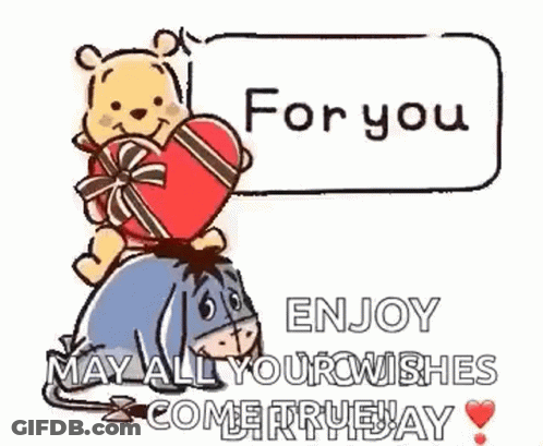 Winnie The Pooh Sitting On Eeyore Holding Heart GIF