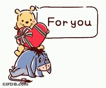 Winnie The Pooh Sitting On Eeyore Holding Heart Saying You GIF