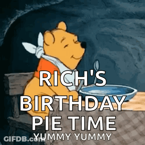 Winnie The Pooh Sitting With Food And Birthday Pie GIF