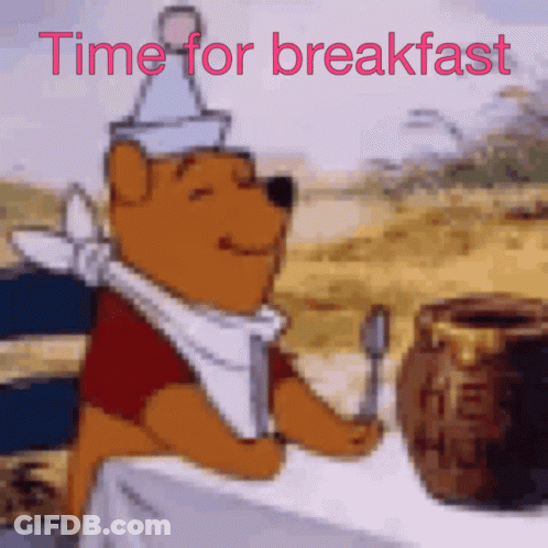 Winnie The Pooh Sitting With Honey Jar And Spoon GIF