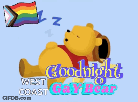 Winnie The Pooh Sleeping With Rainbow Flag GIF