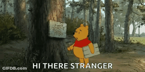 Winnie The Pooh Standing Next To Tree With Sign A Very Important Thing To Do GIF
