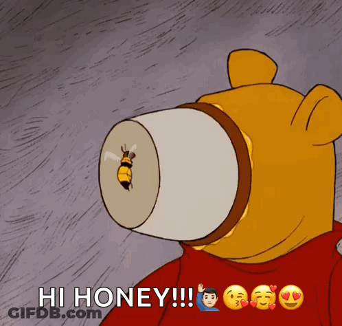 Winnie The Pooh With Bee In Cup GIF