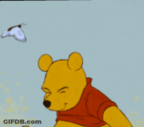 Winnie The Pooh With Butterfly On Nose GIF