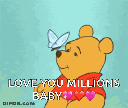 Winnie The Pooh With Butterfly Saying Love You Millions Baby GIF