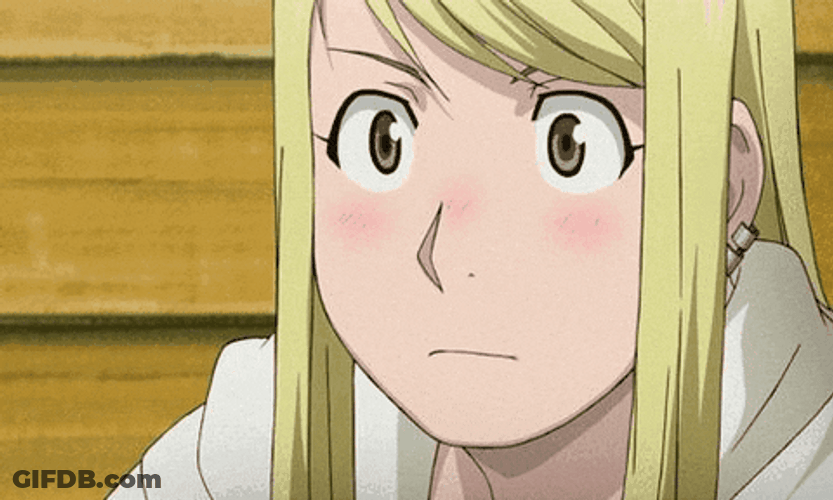 Winry Rockbell Blushing Anime GIF