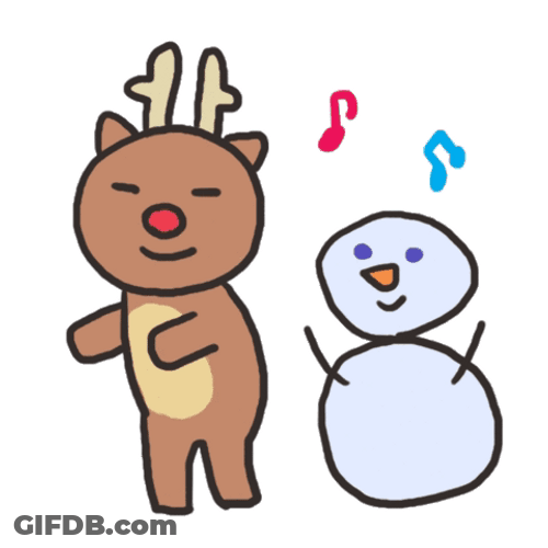Winter Break Deer Snowman Dancing GIF