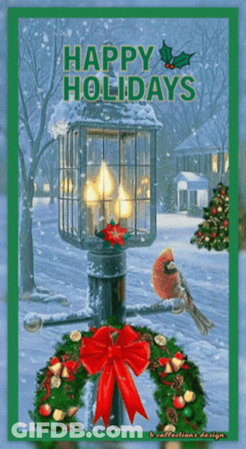 Winter Break Happy Holidays Lamp Outside Home GIF