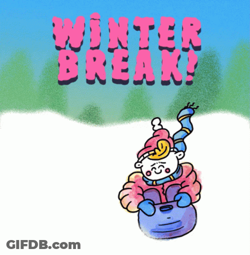 Winter Break Man Riding Board Downhill GIF