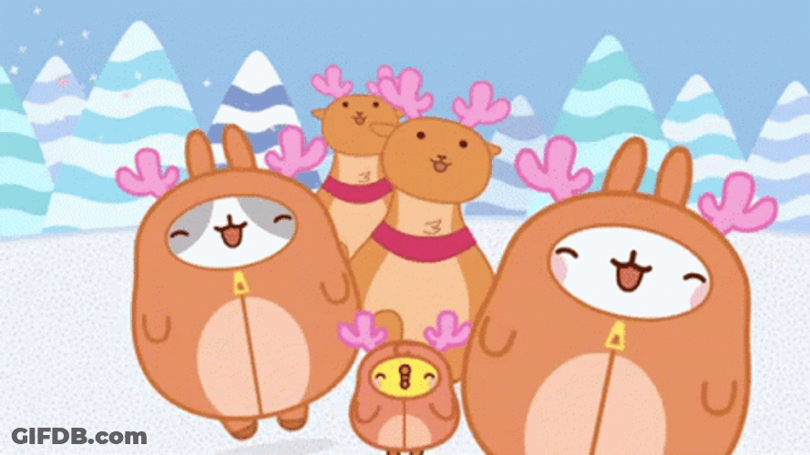 Winter Break Molang Happy Dancing GIF