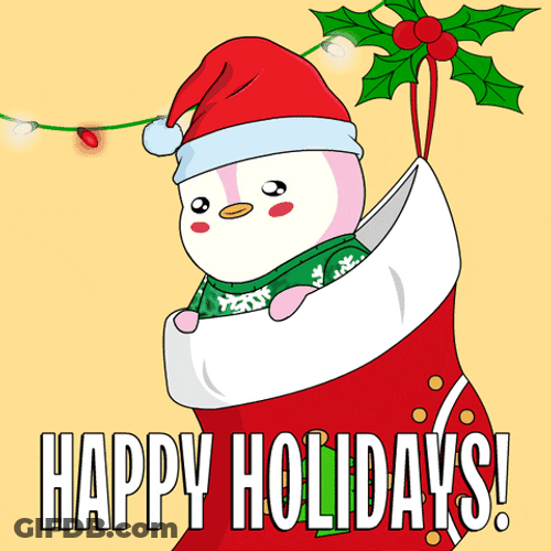 Winter Break Penguin In Happy Holidays Sock GIF
