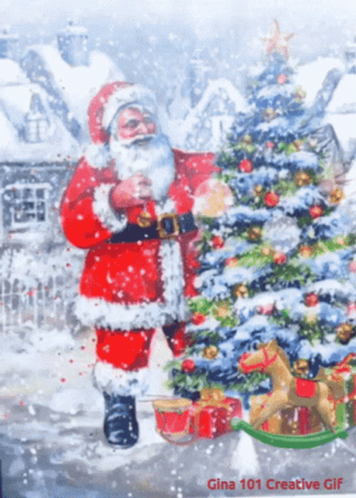 Winter Christmas Rocking Reindeer GIF