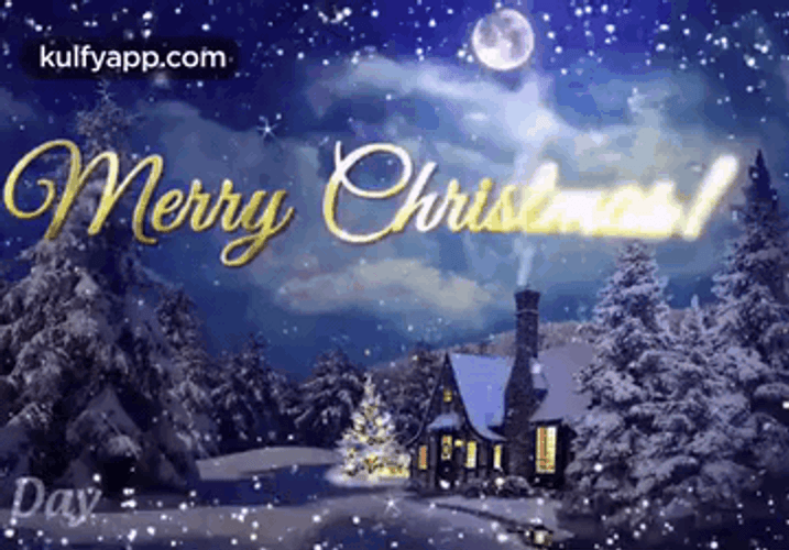 Winter Christmas With Smoking Chimney GIF