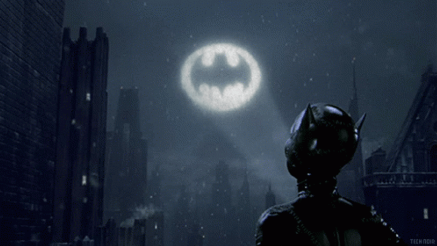 Winter Night Bat Signal On GIF