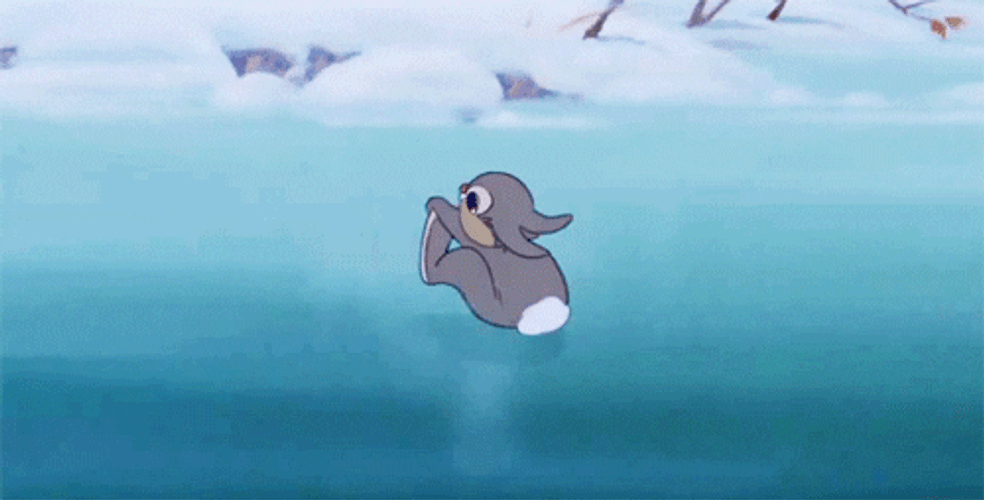 Winter Sliding Thumper Bambi GIF