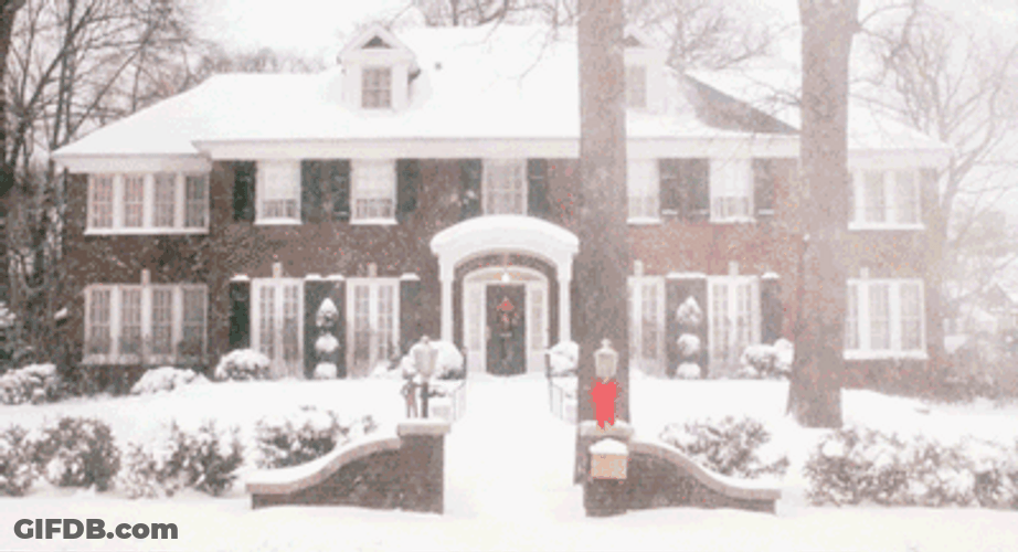 Winter Snow Falling At Home Alone Scene GIF