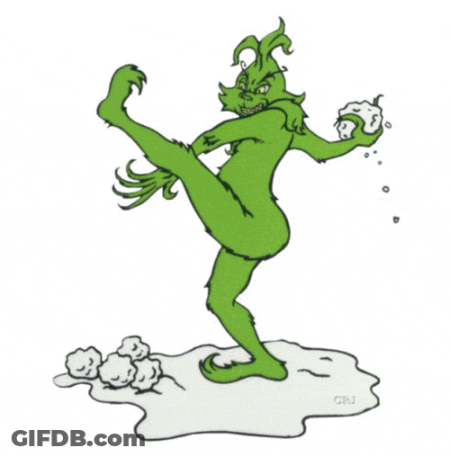 Winter Snowball Splat Grinch GIF