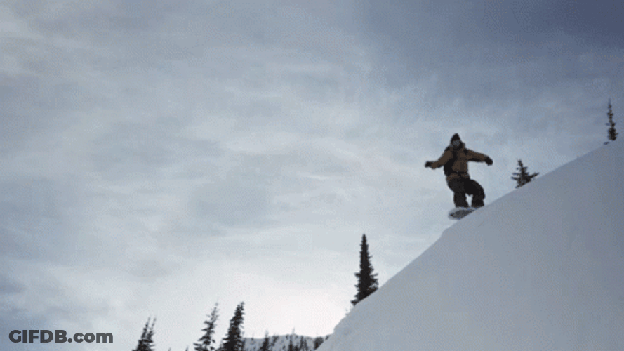 Winter Snowboarding Cliff Fall GIF