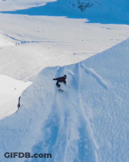 Winter Snowboarding Cliff Fall Tricks GIF