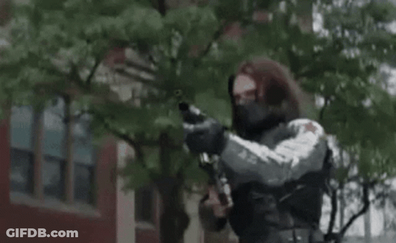 Winter Soldier Bucky Barnes Gripping Gun GIF