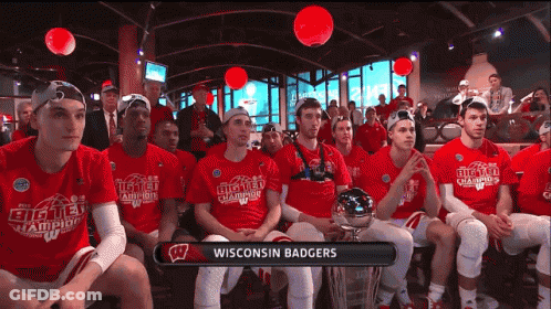 Wisconsin Badgers Basketball Players Sitting In Room GIF