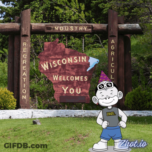 Wisconsin Gay Pride Poster With Rainbow Flag GIF