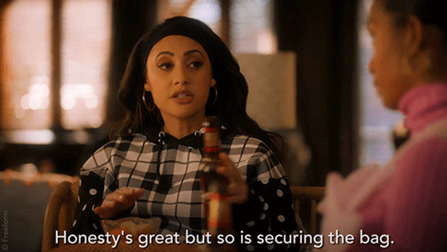 Wise Woman Securing Bag Priority GIF