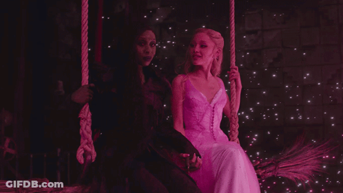 Witch And Princess Sitting On Swing GIF
