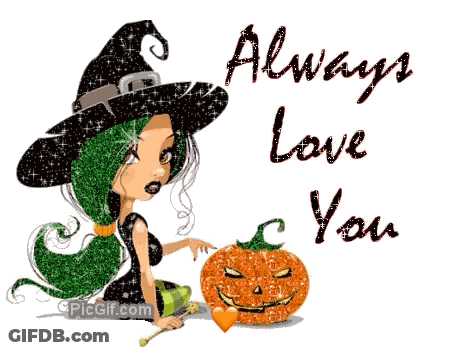 Witch And Pumpkin Saying Always Love You GIF