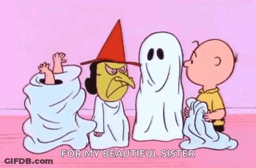 Witch And Two Ghosts For My Beautiful Sister GIF