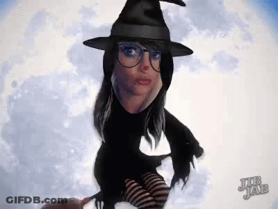 Witch Flying On Broom Jule Jab GIF