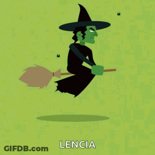 Witch Flying On Broom With Lencia GIF