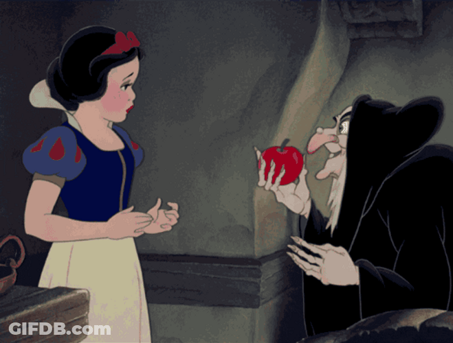 Witch Giving Apple To Disney Princess Snow White GIF
