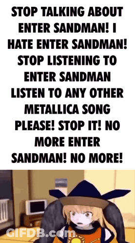 Witch Hat Girl Saying Stop Talking About Enter Sandman GIF