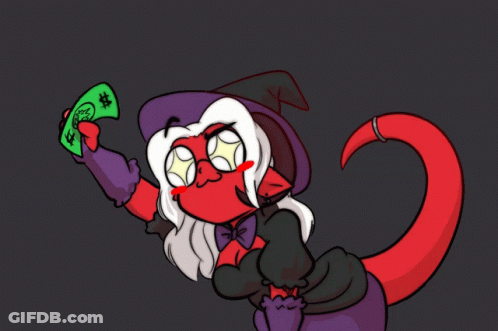 Witch Holding Green Dollar Bill GIF