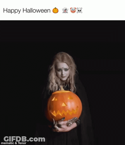 Witch Holding Pumpkin Saying Happy Halloween I Witch You A Happy Halloween GIF