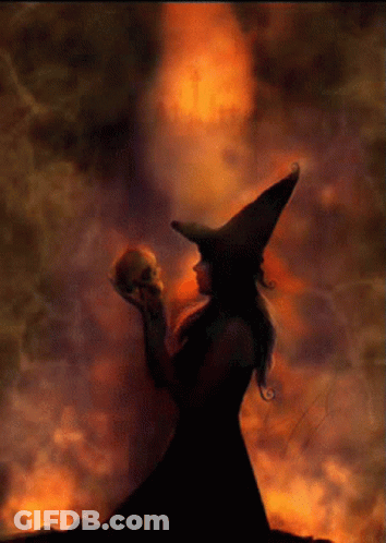 Witch Holding Skull GIF