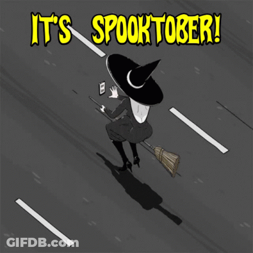 Witch On Broom It's Spooktober GIF