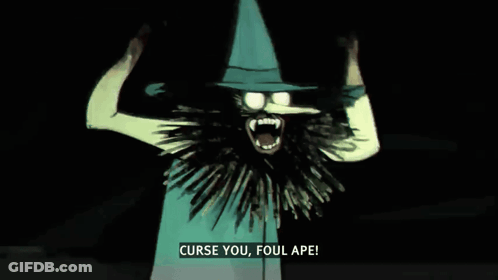 Witch Saying Curse You Foul Ape GIF