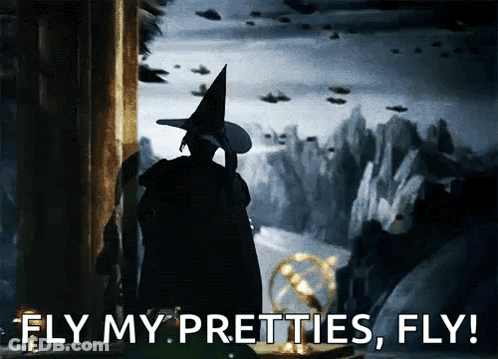 Witch Saying Fly My Pretties Fly GIF