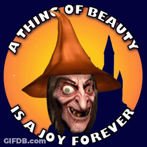 Witch Surrounded By Joy Forever Quote GIF