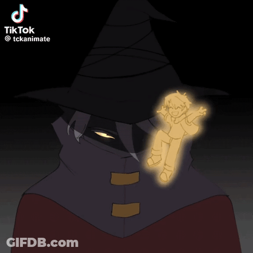 Witch With Child On Shoulders TikTok @Tckanimate GIF