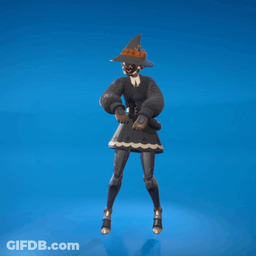 Witch With Outstretched Arms Wearing Mask And Hat GIF