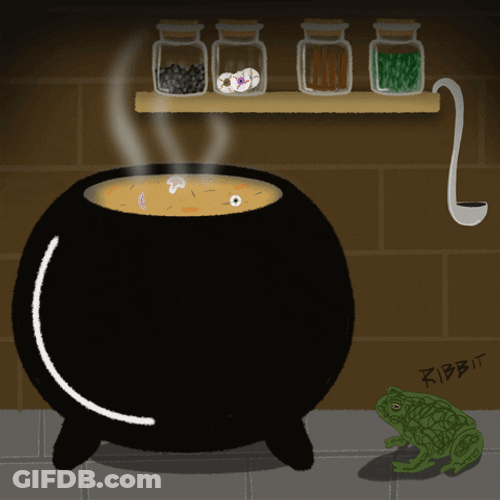Witchcraft Frog Cauldron Brew GIF